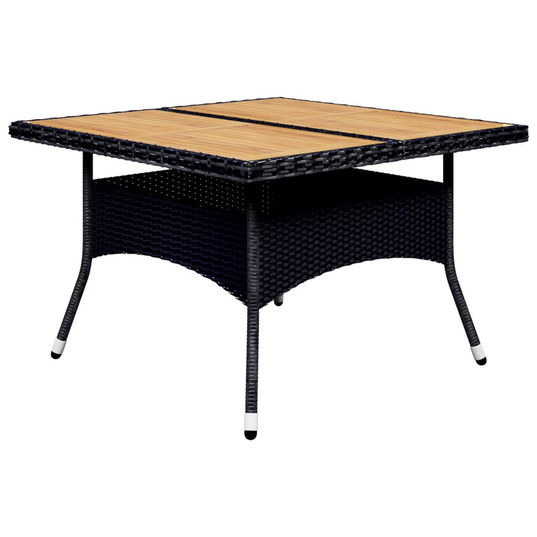 9-delige Tuinset poly rattan en acaciahout zwart MeubelReus