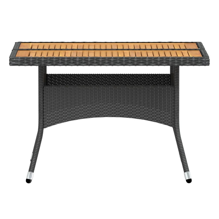 5-delige Tuinset poly rattan en massief acaciahout zwart