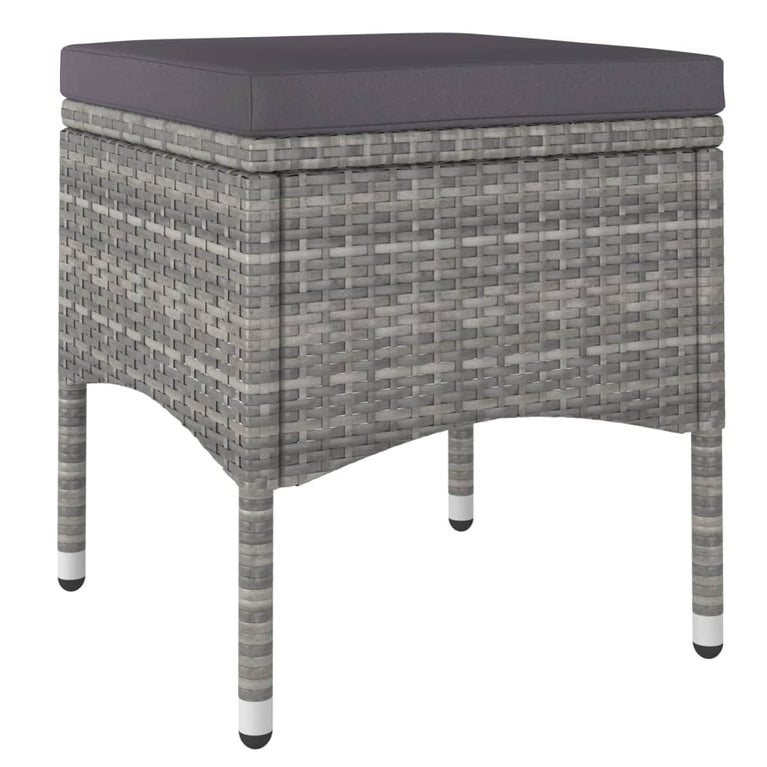 5-delige Tuinset poly rattan en massief acaciahout grijs