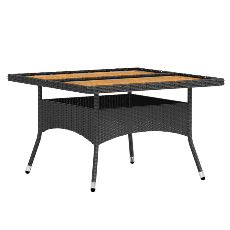 5-delige Tuinset poly rattan en massief acaciahout zwart