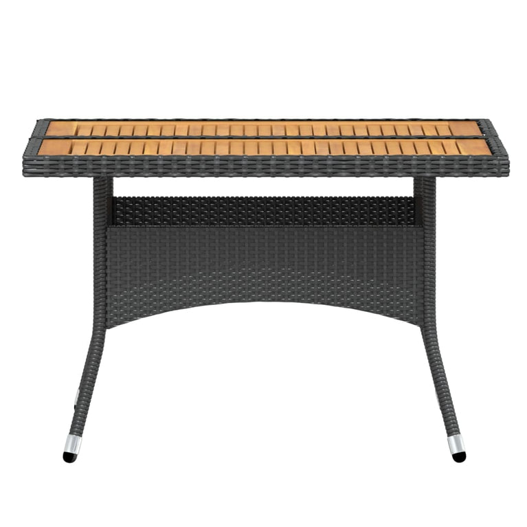 5-delige Tuinset poly rattan en massief acaciahout zwart