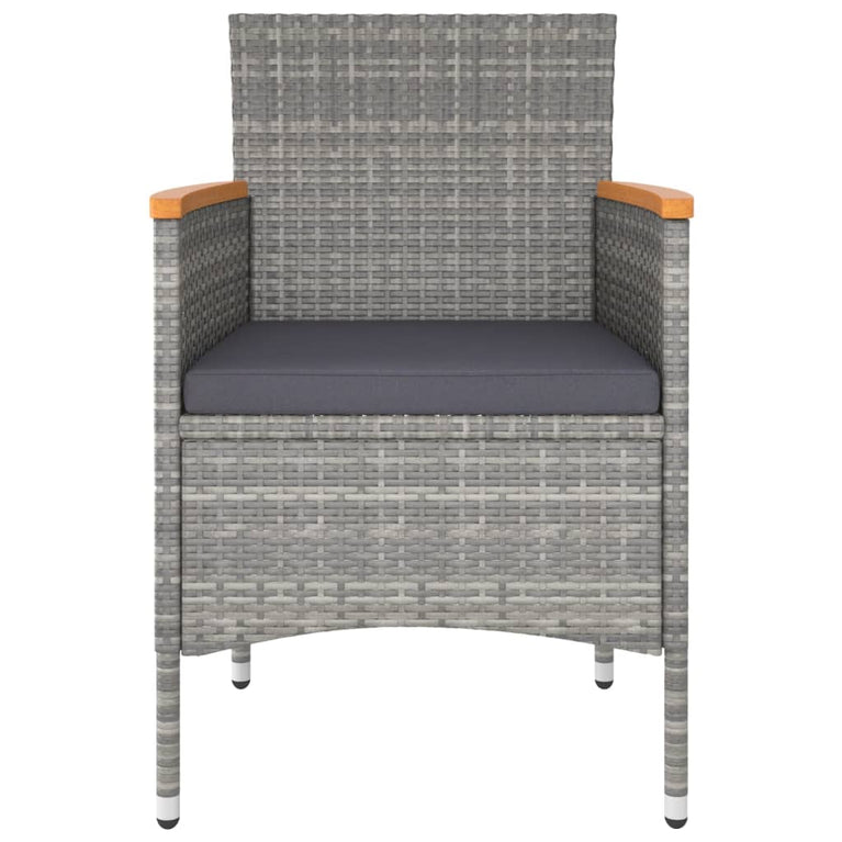 5-delige Tuinset poly rattan en massief acaciahout grijs