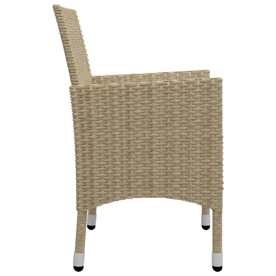 3-delige Bistroset poly rattan en gehard glas beige MeubelReus