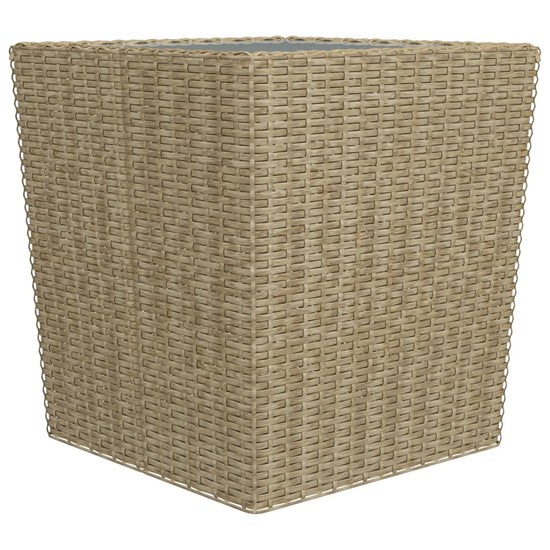 3-delige Bistroset poly rattan en gehard glas beige MeubelReus