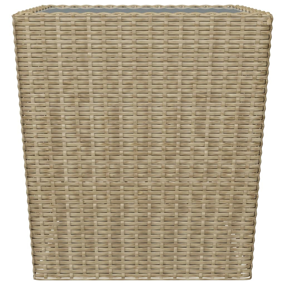 3-delige Bistroset poly rattan en gehard glas beige MeubelReus