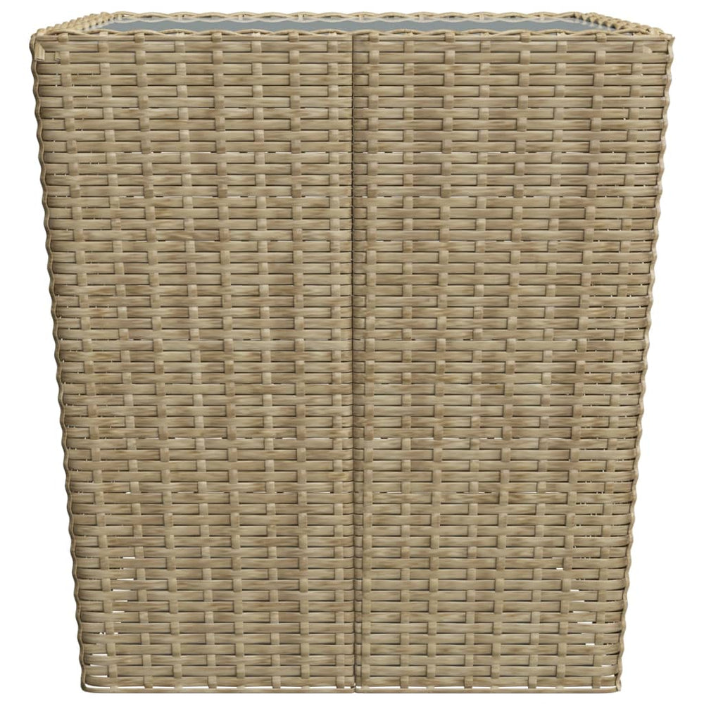 3-delige Bistroset poly rattan en gehard glas beige MeubelReus