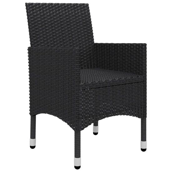 3-delige Bistroset poly rattan en acaciahout zwart MeubelReus