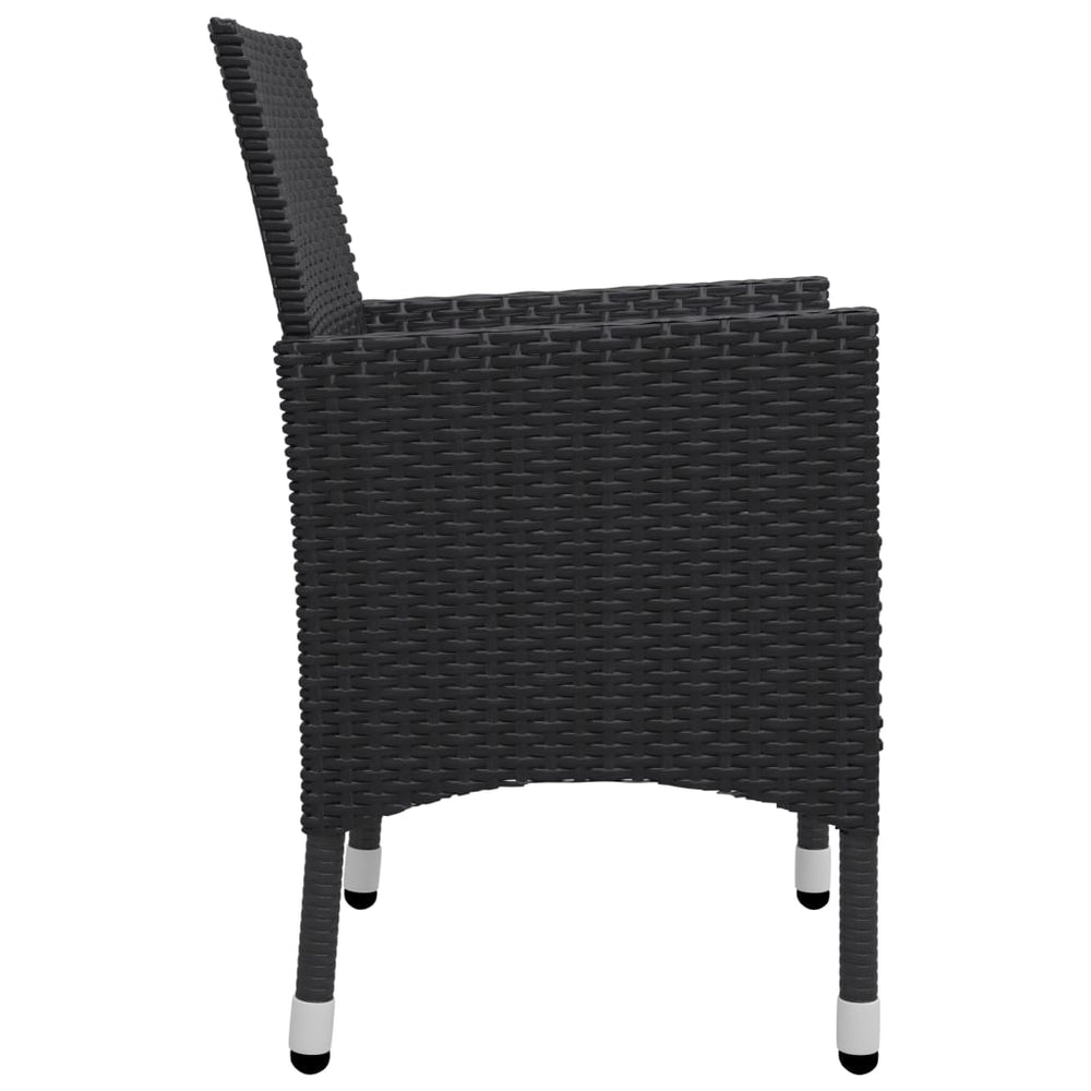3-delige Bistroset poly rattan en acaciahout zwart MeubelReus