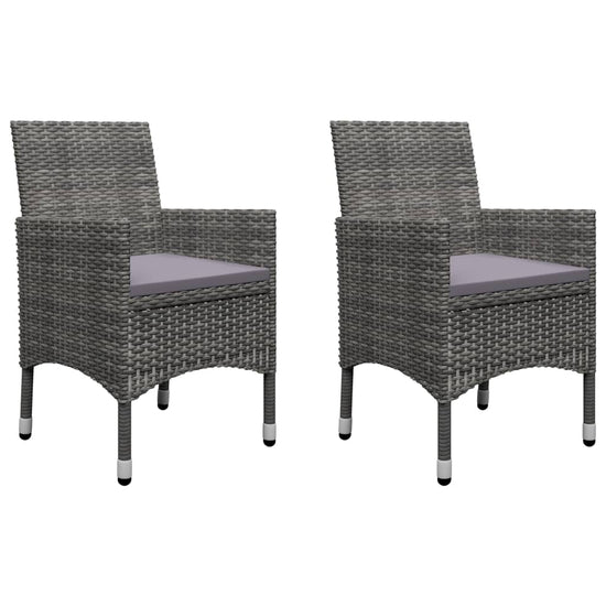 3-delige Bistroset poly rattan en acaciahout grijs MeubelReus