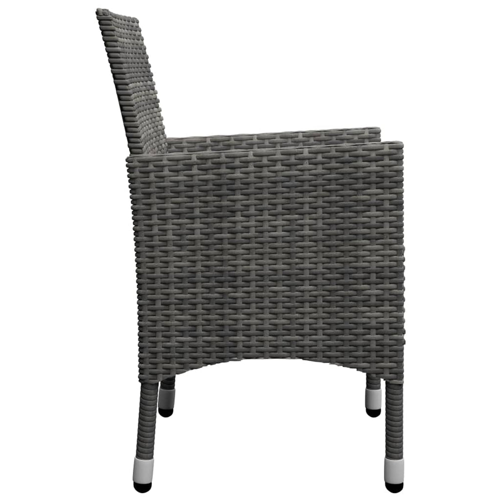3-delige Bistroset poly rattan en acaciahout grijs MeubelReus