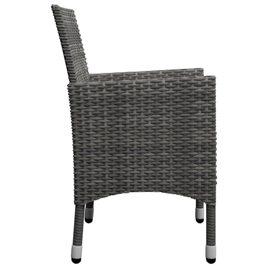 3-delige Bistroset poly rattan en acaciahout grijs MeubelReus