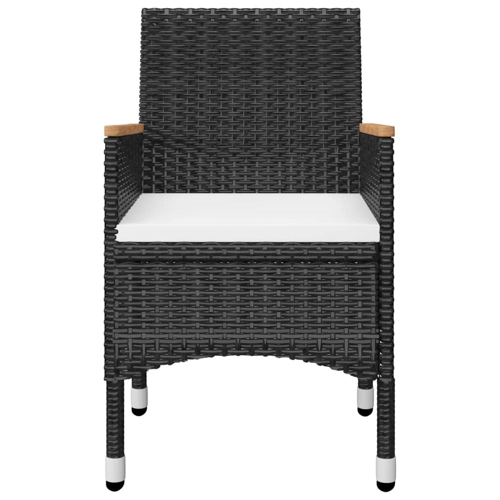 3-delige Bistroset poly rattan en acaciahout zwart MeubelReus
