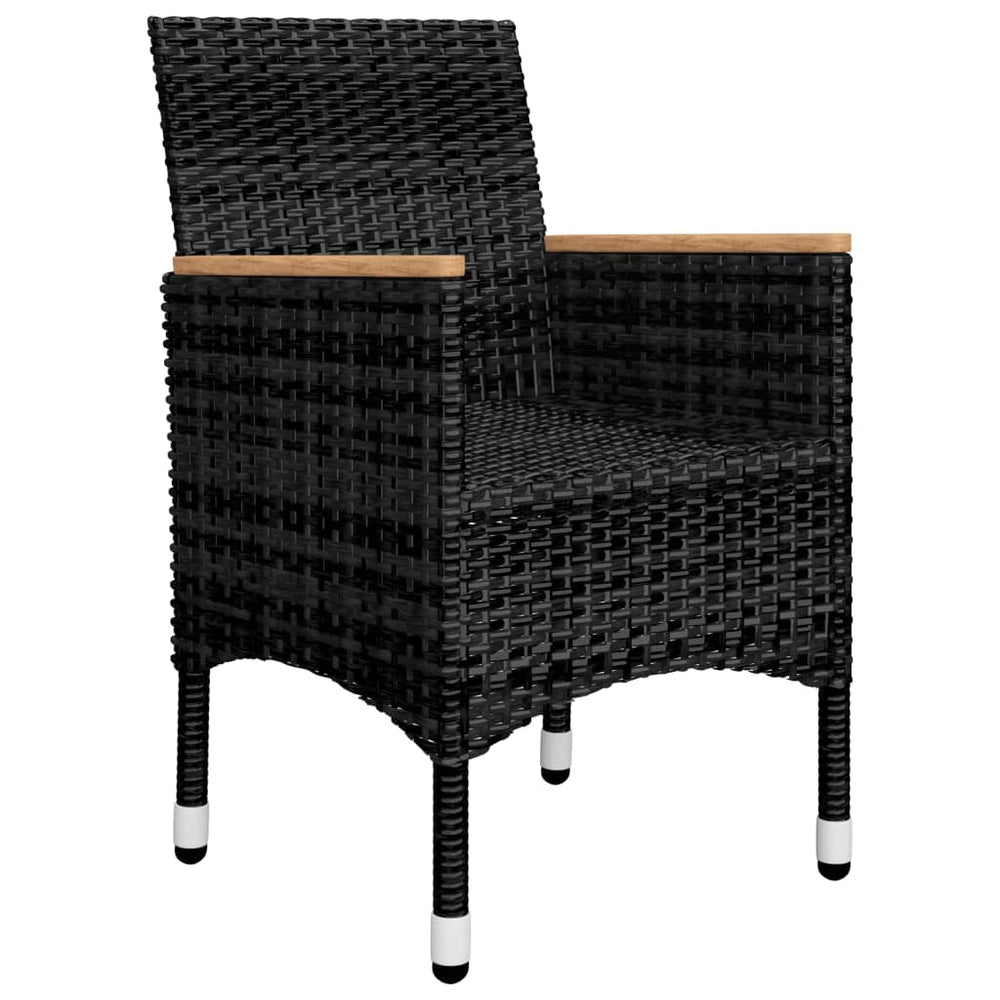 3-delige Bistroset poly rattan en acaciahout zwart MeubelReus