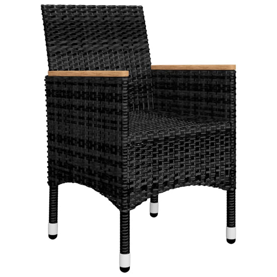 3-delige Bistroset poly rattan en acaciahout zwart MeubelReus