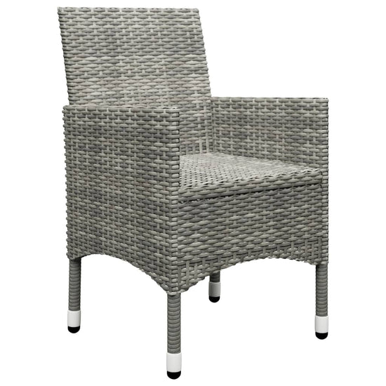 3-delige Bistroset poly rattan en gehard glas grijs MeubelReus