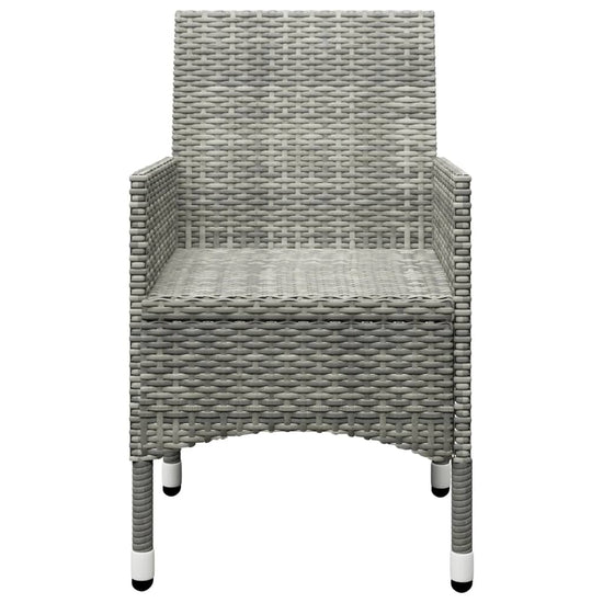 3-delige Bistroset poly rattan en gehard glas grijs MeubelReus
