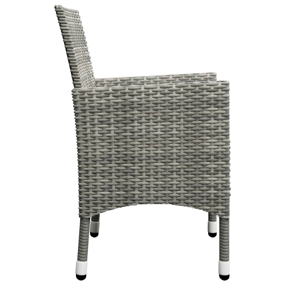3-delige Bistroset poly rattan en gehard glas grijs MeubelReus
