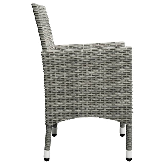 3-delige Bistroset poly rattan en gehard glas grijs MeubelReus
