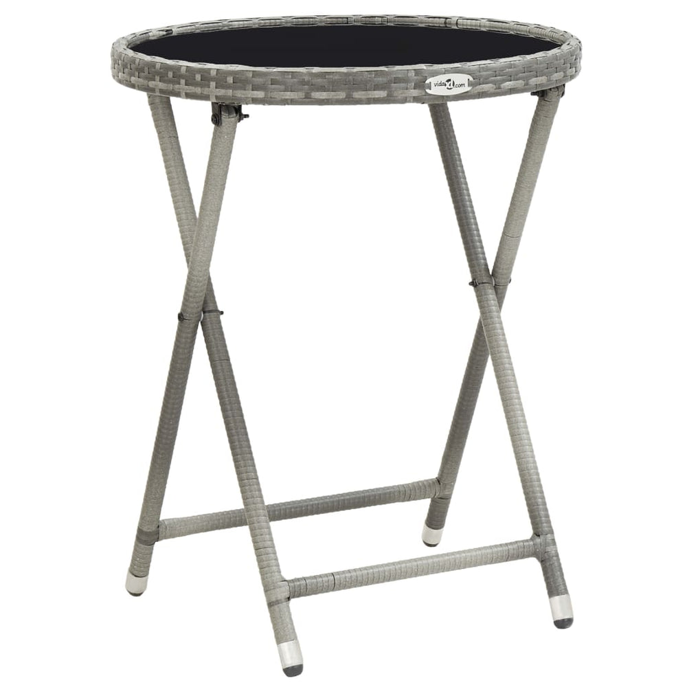 3-delige Bistroset poly rattan en gehard glas grijs MeubelReus
