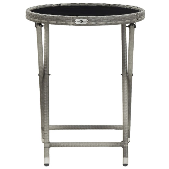 3-delige Bistroset poly rattan en gehard glas grijs MeubelReus