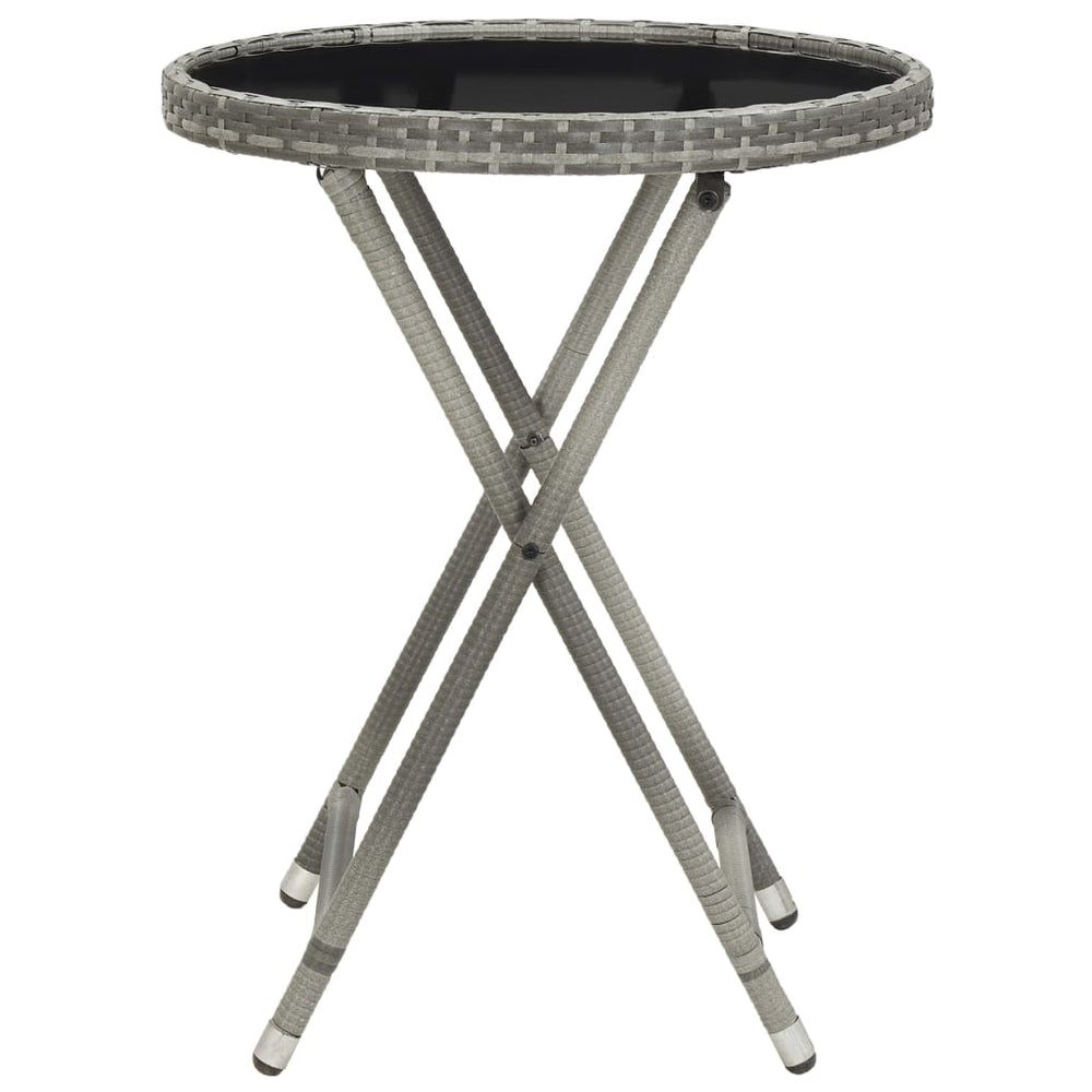 3-delige Bistroset poly rattan en gehard glas grijs MeubelReus