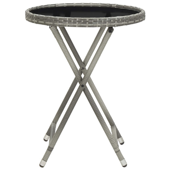 3-delige Bistroset poly rattan en gehard glas grijs MeubelReus