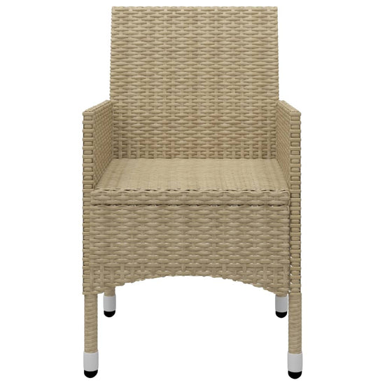 3-delige Bistroset poly rattan en gehard glas beige MeubelReus