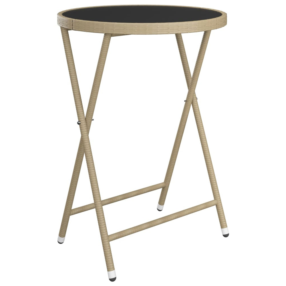 3-delige Bistroset poly rattan en gehard glas beige MeubelReus