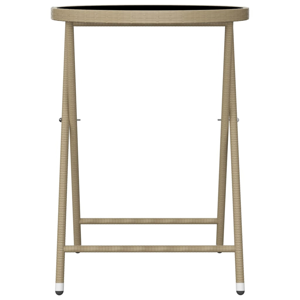 3-delige Bistroset poly rattan en gehard glas beige MeubelReus