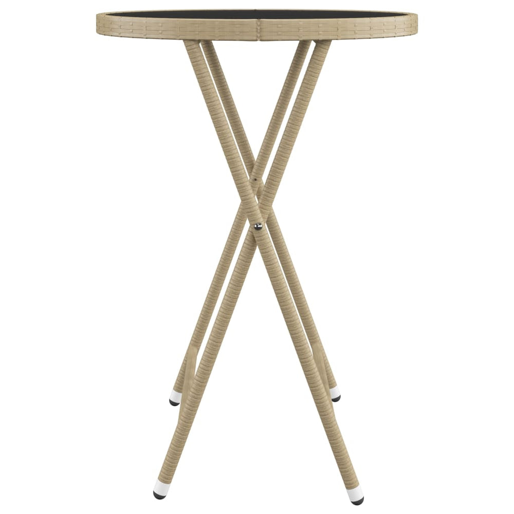 3-delige Bistroset poly rattan en gehard glas beige MeubelReus