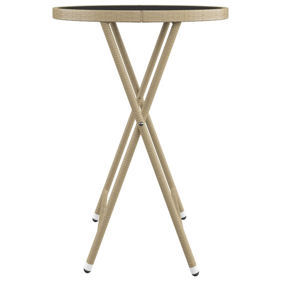 3-delige Bistroset poly rattan en gehard glas beige MeubelReus