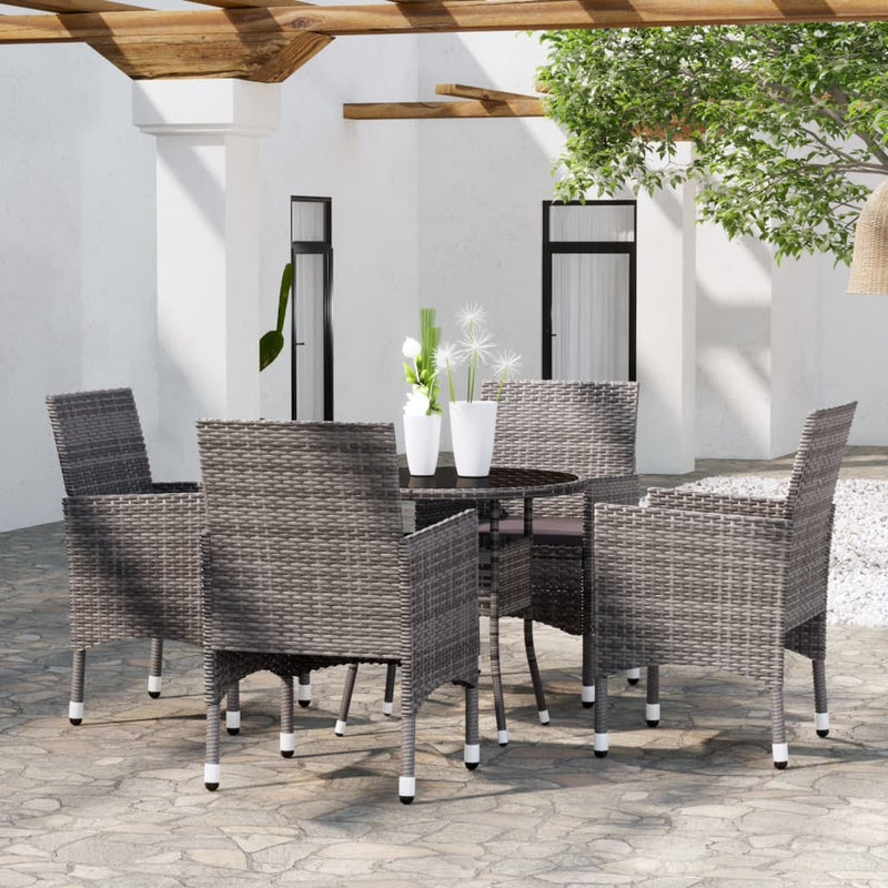 5-delige Tuinset poly rattan grijs MeubelReus