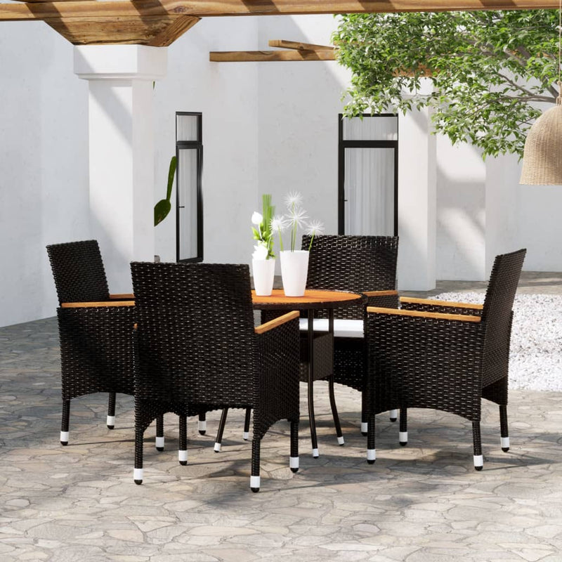 5-delige Tuinset poly rattan zwart MeubelReus
