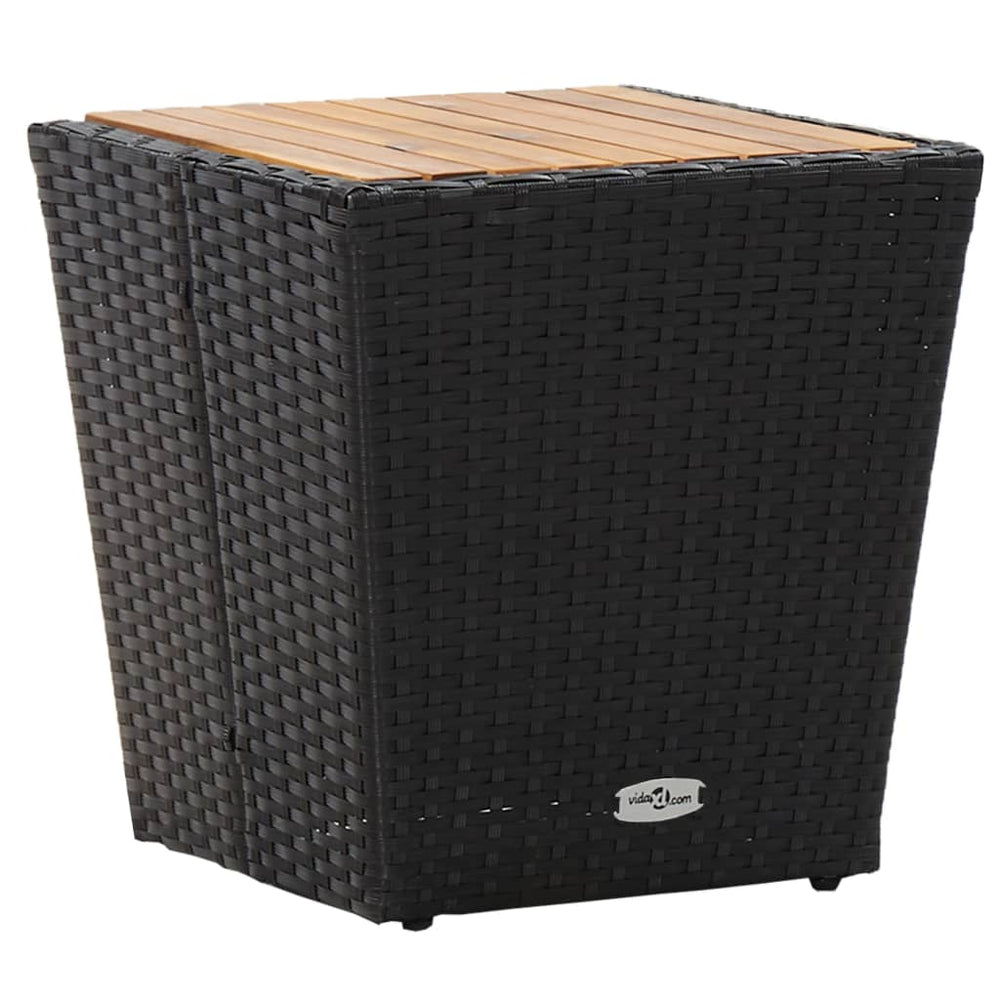 3-delige Bistroset poly rattan en accaciahout zwart MeubelReus