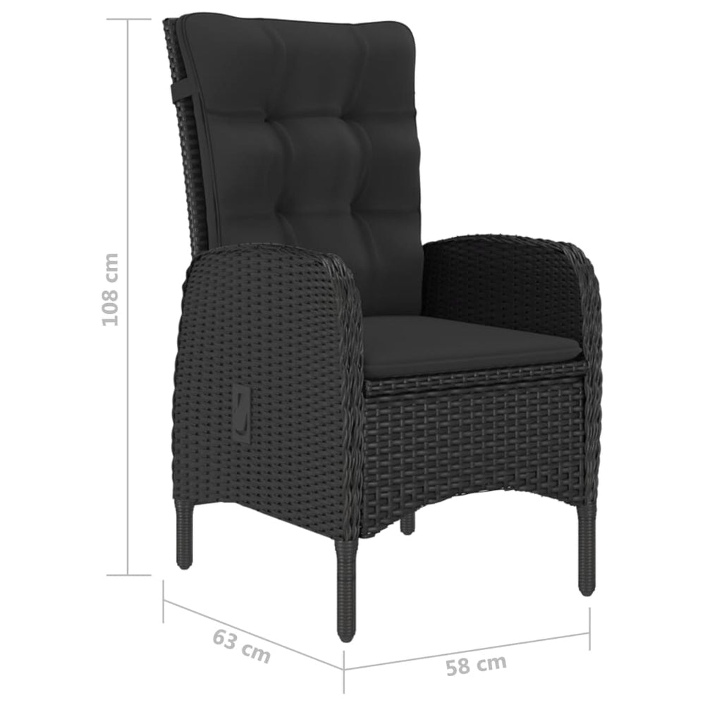 3-delige Bistroset poly rattan en accaciahout zwart MeubelReus