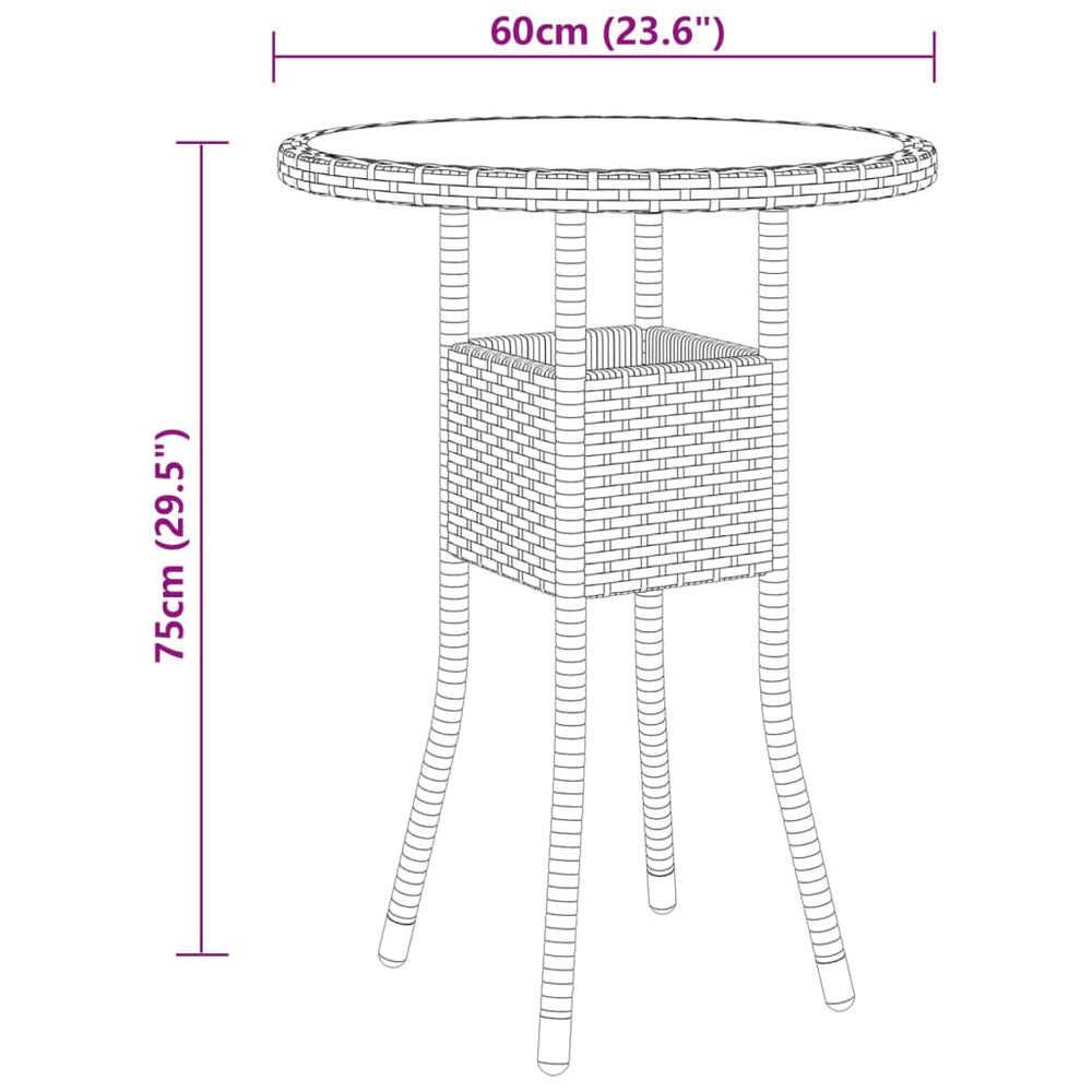 3-delige Bistroset poly rattan zwart MeubelReus
