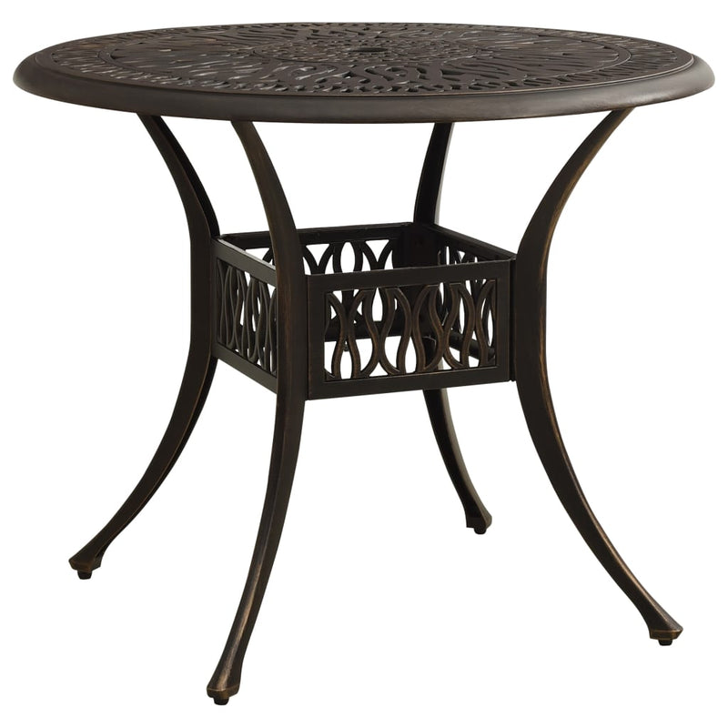 Tuintafel 90x90x74 cm gietaluminium bronskleurig