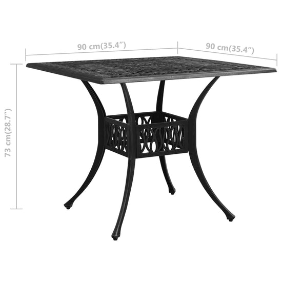 Tuintafel 90x90x73 cm gietaluminium zwart MeubelReus