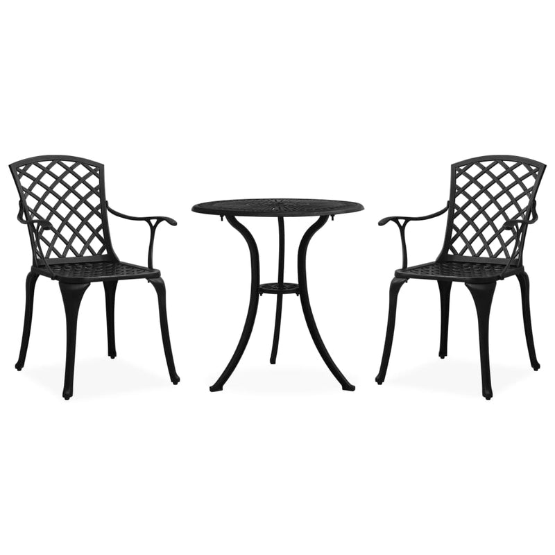 3-delige Bistroset gietaluminium zwart MeubelReus