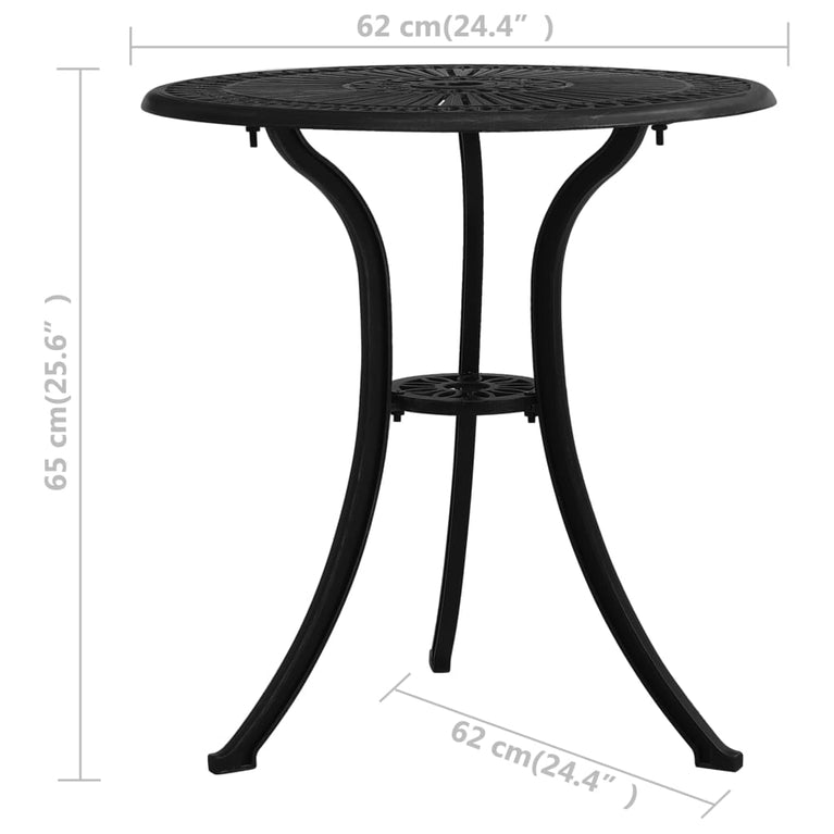 3-delige Bistroset gietaluminium zwart MeubelReus