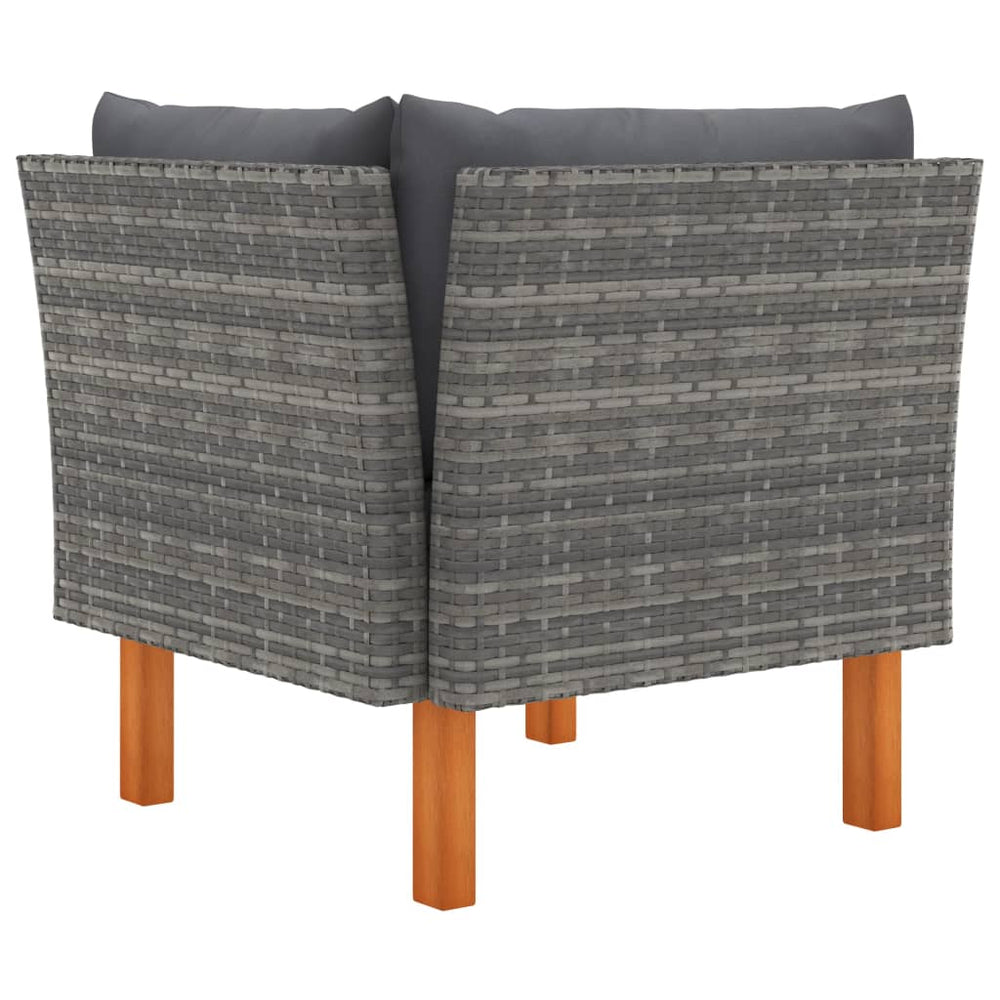 3-delige Loungeset poly rattan en massief eucalyptushout MeubelReus