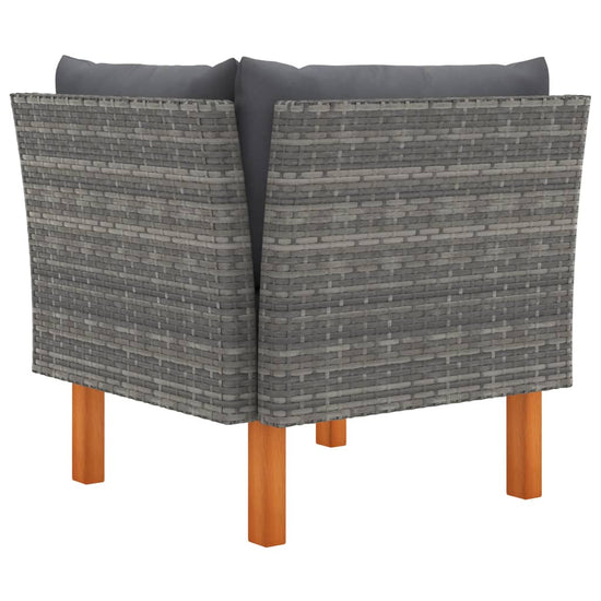 3-delige Loungeset poly rattan en massief eucalyptushout MeubelReus