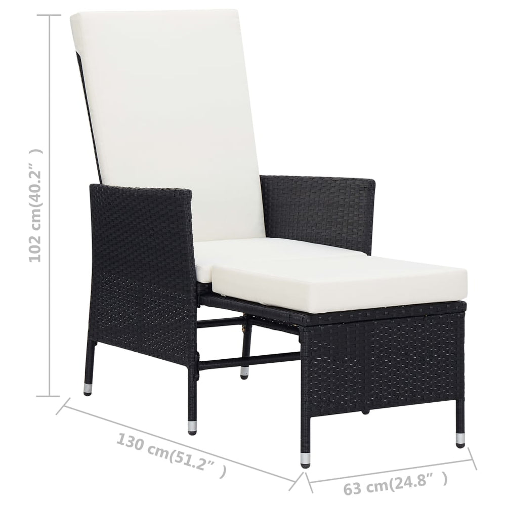 3-delige Loungeset met kussens poly rattan zwart MeubelReus