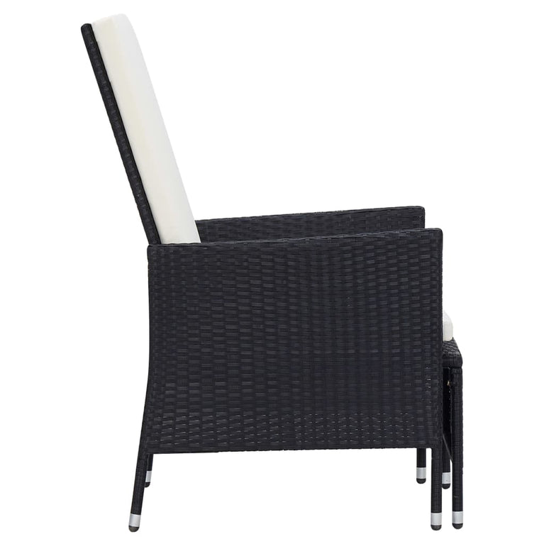3-delige Loungeset met kussens poly rattan zwart MeubelReus