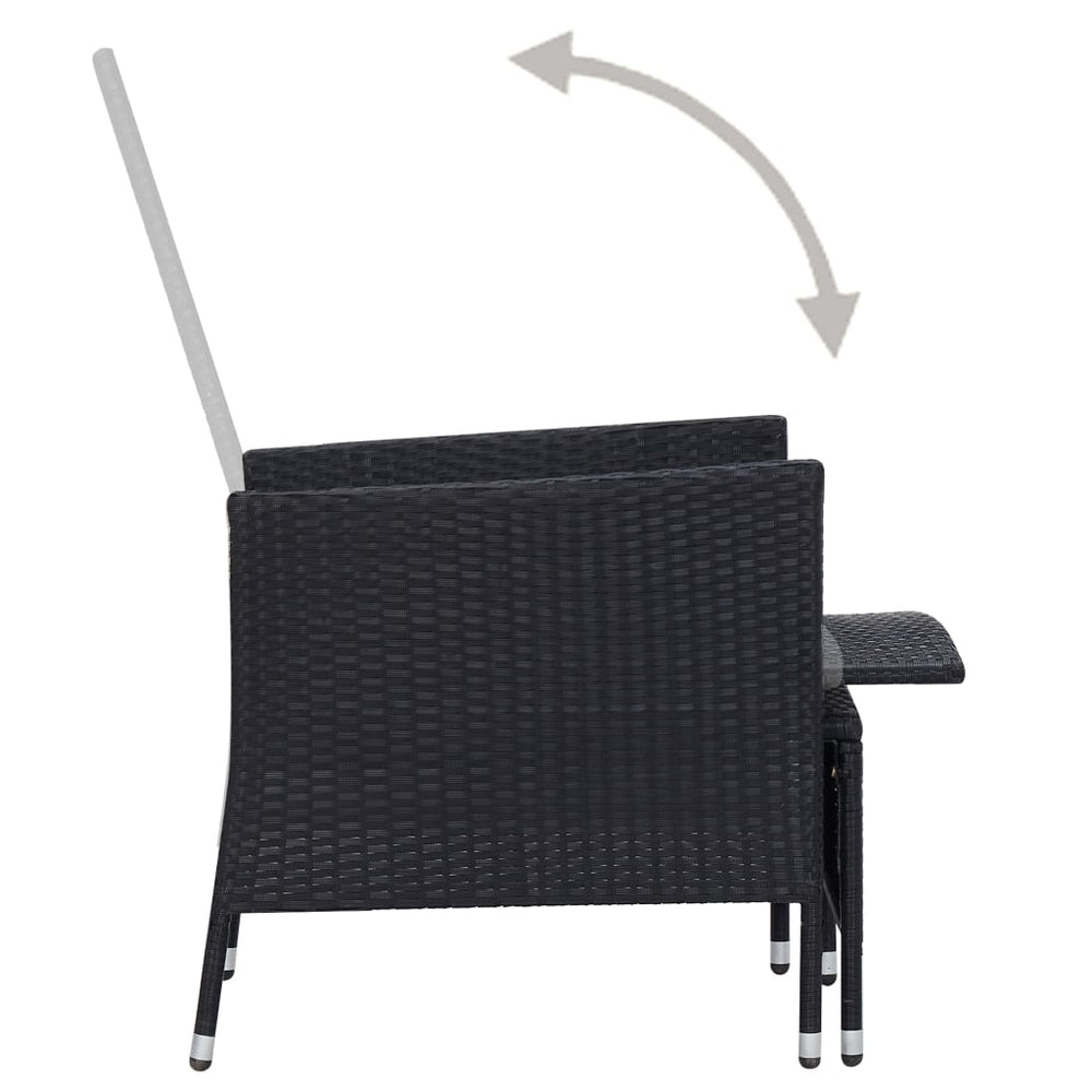 3-delige Loungeset met kussens poly rattan zwart MeubelReus