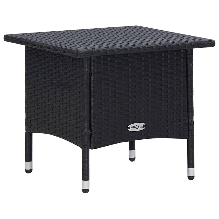 3-delige Loungeset met kussens poly rattan zwart MeubelReus