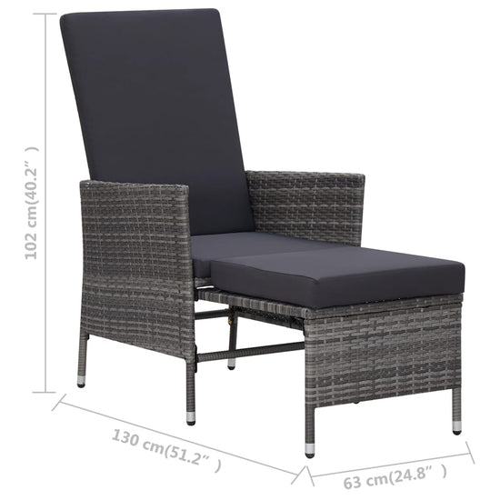 3-delige Loungeset met kussens poly rattan grijs MeubelReus