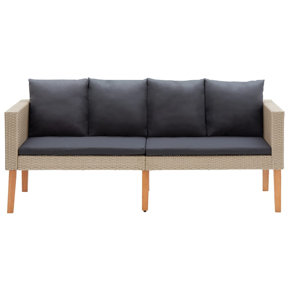 3-delige Loungeset met kussens poly rattan beige MeubelReus