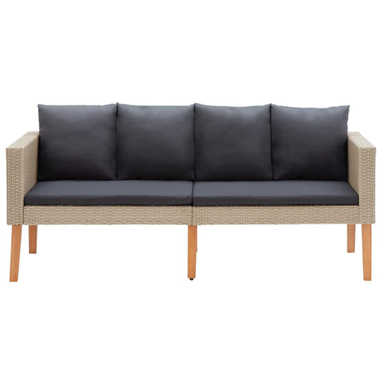 3-delige Loungeset met kussens poly rattan beige MeubelReus
