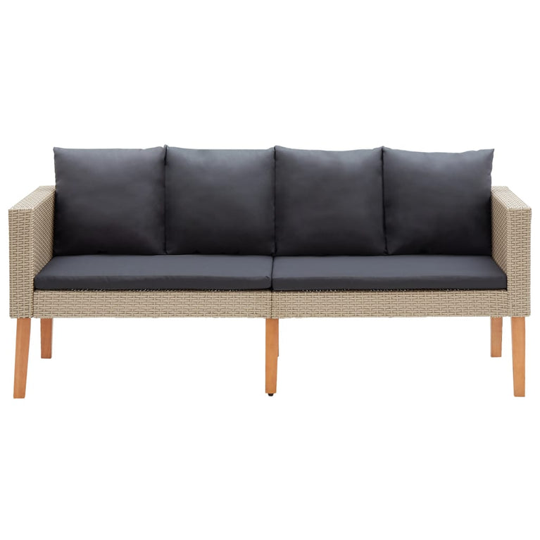 3-delige Loungeset met kussens poly rattan beige MeubelReus